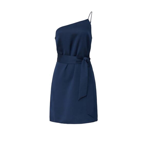 Marissa Webb One Shoulder Tie Mini Dress in Navy Blue 💛 - Picture 4 of 14